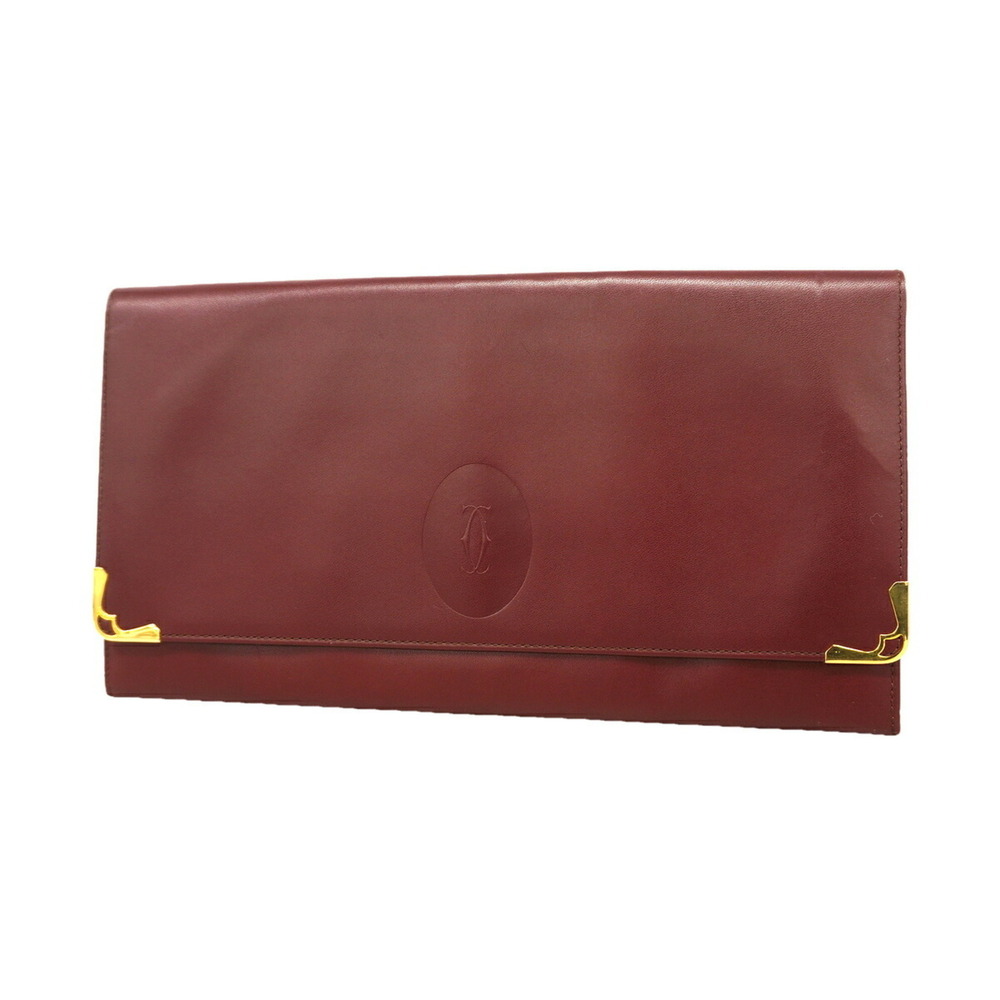 Cartier Must Leather Clutch Bag, Bordeaux, for Men and Women